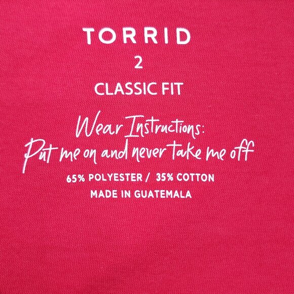 Torrid 2X Long Sleeve Girlfriend Tee Classic Fit 65% Polyester 35% Cotton V-Neck - Picture 4 of 6